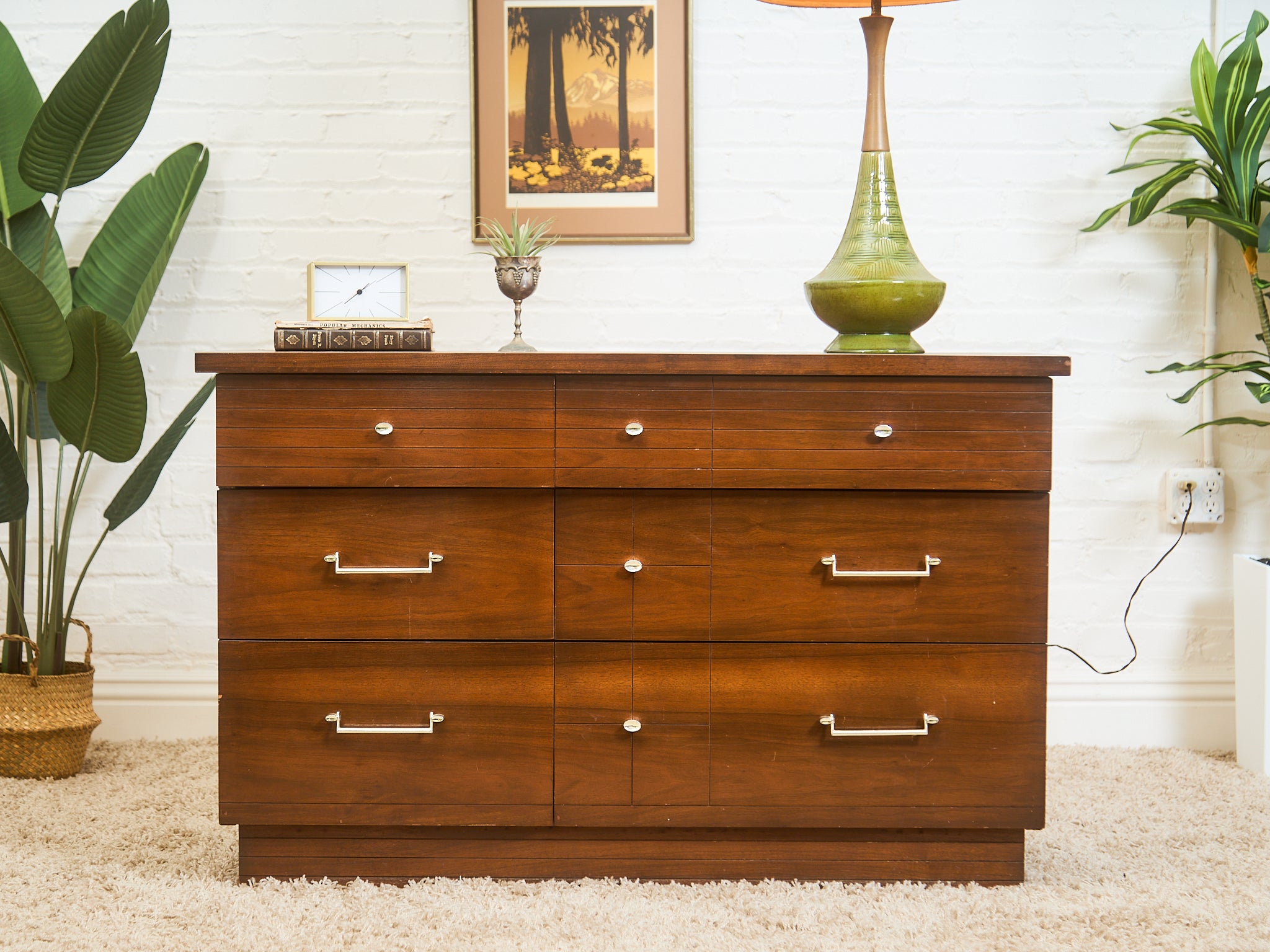 slim fit dress slacks Mid-Century Modern Walnut 6-Drawer Dresser with Chrome Pulls – Sunbeam  Vintage