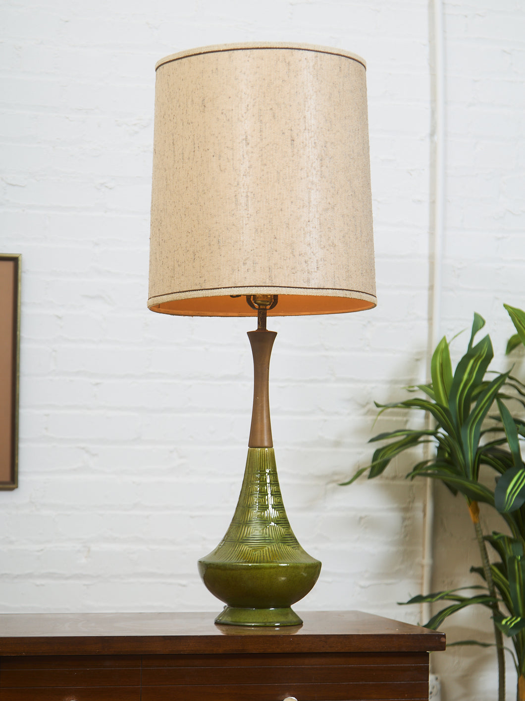 Lime Green Vintage Mid Century Lamp