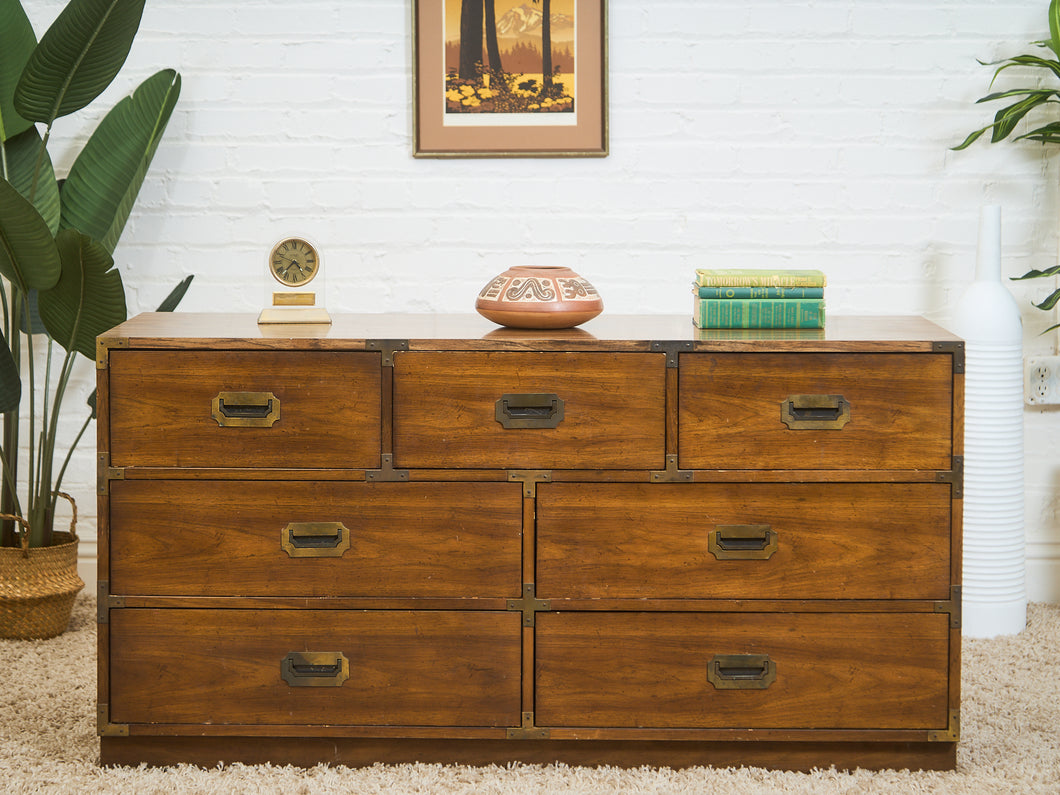 7 Drawer Vintage Campaign Dresser Formica Top