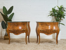 Load image into Gallery viewer, French Bombay Vintage Green Marble Top Nightstands
