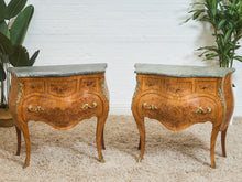 Load image into Gallery viewer, French Bombay Vintage Green Marble Top Nightstands
