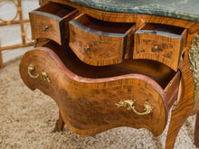 Load image into Gallery viewer, French Bombay Vintage Green Marble Top Nightstands
