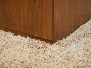 Mid-Century Modern Walnut Storage Cabinet with Black Handles