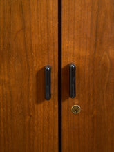 Load image into Gallery viewer, Mid-Century Modern Walnut Storage Cabinet with Black Handles
