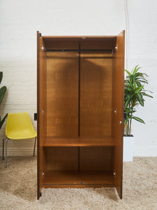 Mid-Century Modern Walnut Storage Cabinet with Black Handles