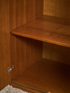 Mid-Century Modern Walnut Storage Cabinet with Black Handles