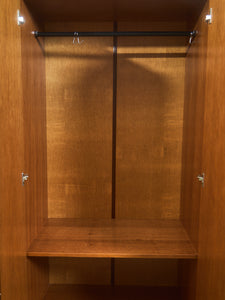 Mid-Century Modern Walnut Storage Cabinet with Black Handles