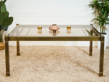 Load image into Gallery viewer, Mid-Century Mastercraft Greek Key Brass and Glass Dining Table
