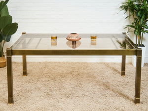 Mid-Century Mastercraft Greek Key Brass and Glass Dining Table
