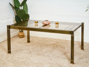 Mid-Century Mastercraft Greek Key Brass and Glass Dining Table