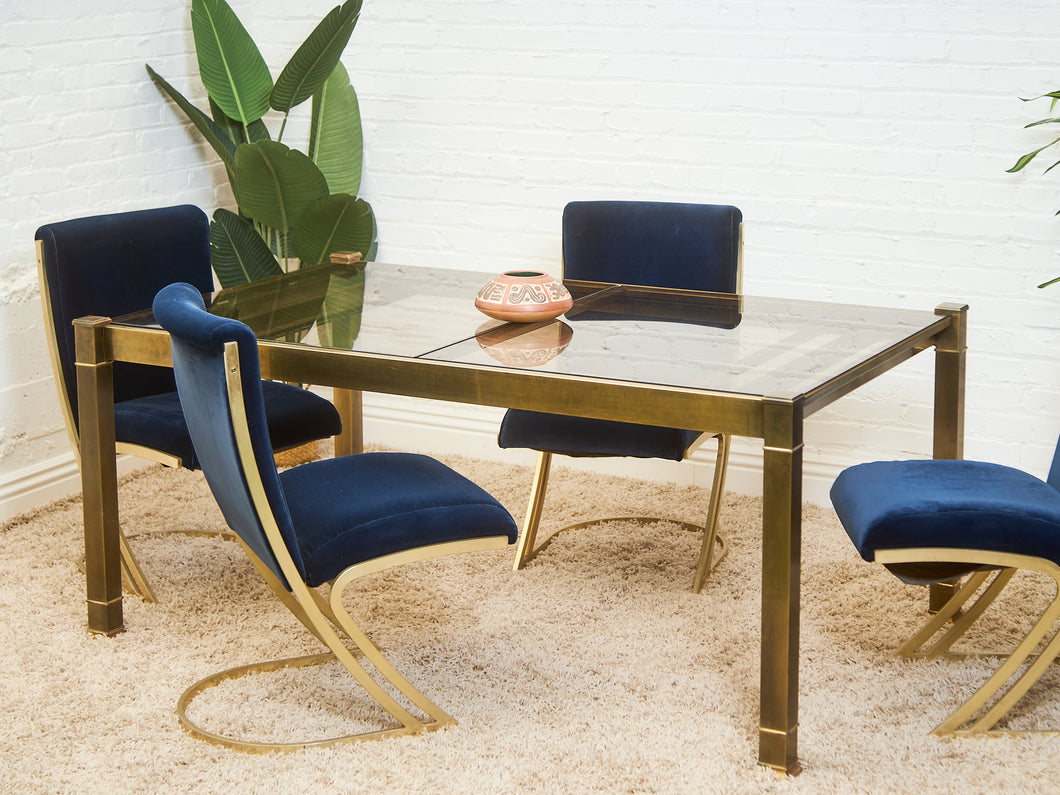 Mid-Century Mastercraft Greek Key Brass and Glass Dining Table