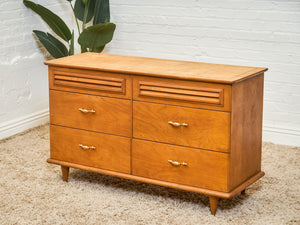 Walnut 6 Drawer Dresser with Louvered Drawers