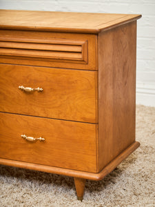 Walnut 6 Drawer Dresser with Louvered Drawers