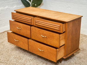 Walnut 6 Drawer Dresser with Louvered Drawers