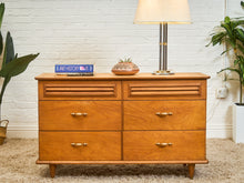 Load image into Gallery viewer, Walnut 6 Drawer Dresser with Louvered Drawers
