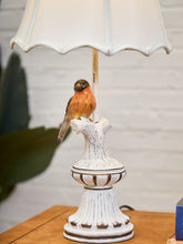 Load image into Gallery viewer, Pair of Whimsical Ceramic Bird Table Lamps with Pleated Shades
