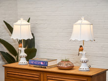 Load image into Gallery viewer, Pair of Whimsical Ceramic Bird Table Lamps with Pleated Shades
