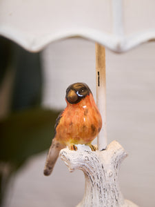 Pair of Whimsical Ceramic Bird Table Lamps with Pleated Shades