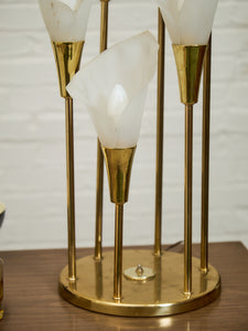 Vintage Hollywood Regency Lily Brass Table Lamp