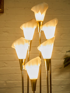Vintage Hollywood Regency Lily Brass Table Lamp