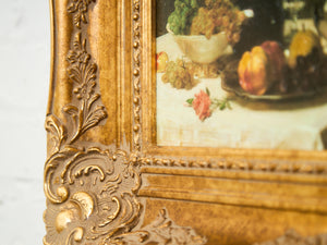 Baroque Still Life Oil Painting in Gilded Rococo Frame