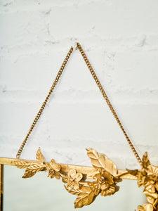 Gilt Floral Mirror with Sculptural Botanical Wreath Frame