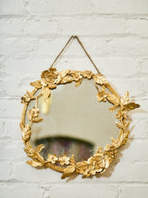 Load image into Gallery viewer, Petite Round Floral Gilt Mirror with Sculpted Vine Detail
