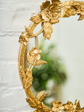 Load image into Gallery viewer, Petite Round Floral Gilt Mirror with Sculpted Vine Detail
