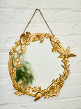Load image into Gallery viewer, Petite Round Floral Gilt Mirror with Sculpted Vine Detail
