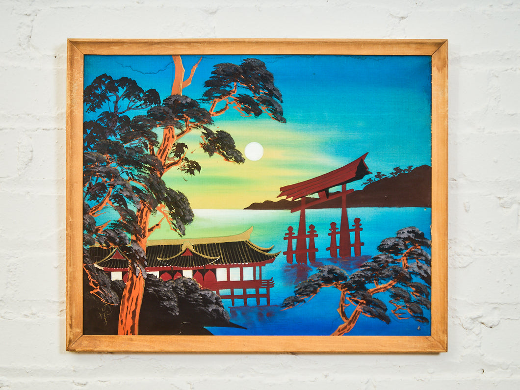 Torii at Sunset Japanese Landscape Silkscreen Print