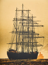 Load image into Gallery viewer, Misty Harbor With Tall Ships Maritime Silhouette Print
