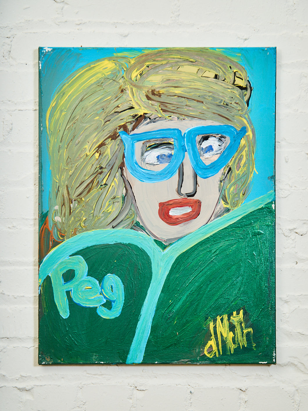 Peg Bold Modern Portrait acrylic Painting Signed