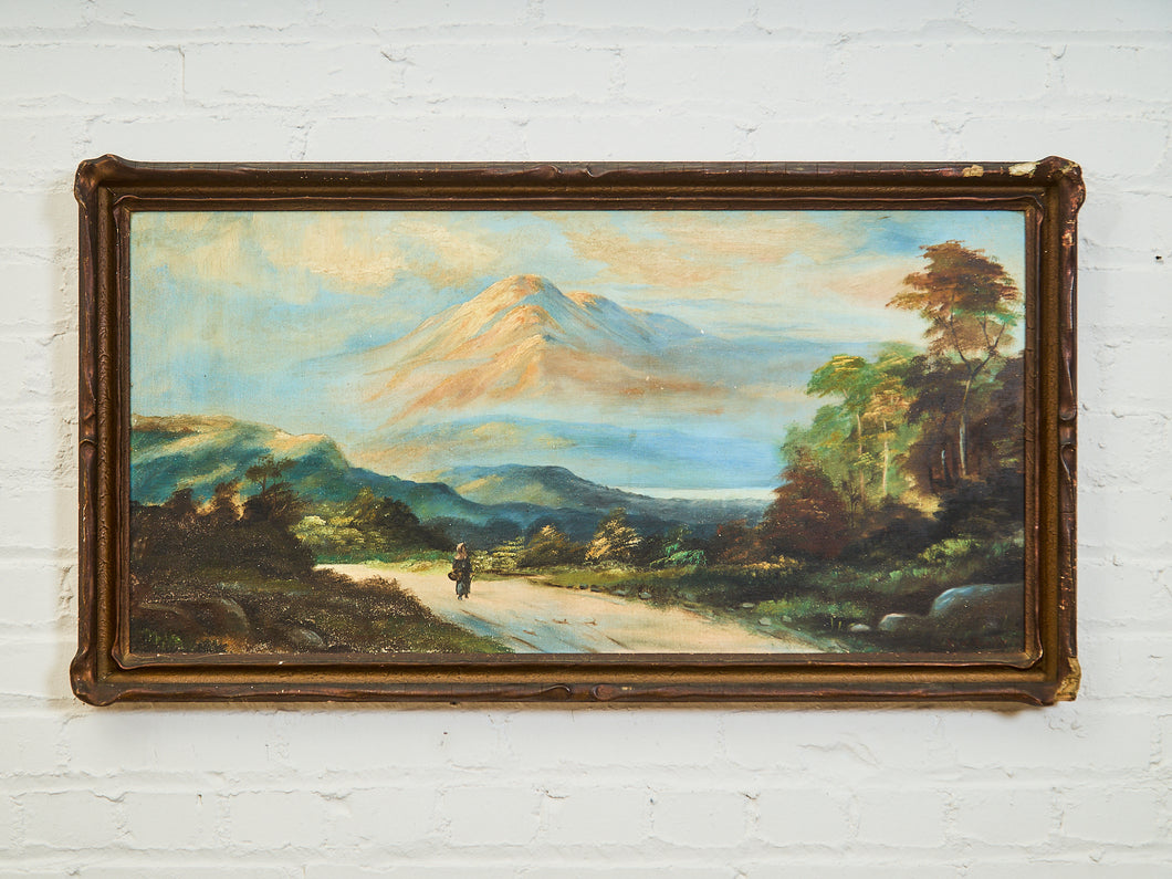 Path Toward the Mountains Antique Oil Painting