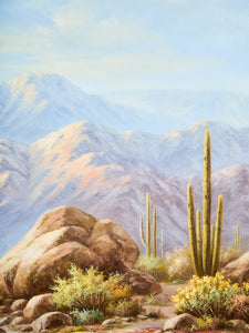 Grand Desert Landscape Oil Painting Oversized 1970s Southwest Scene
