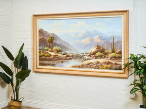 Grand Desert Landscape Oil Painting Oversized 1970s Southwest Scene