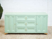 Load image into Gallery viewer, Chocolate Mint Hollywood Regency Dresser
