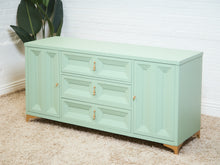 Load image into Gallery viewer, Chocolate Mint Hollywood Regency Dresser
