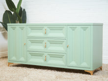 Load image into Gallery viewer, Chocolate Mint Hollywood Regency Dresser
