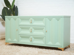 Chocolate Mint Hollywood Regency Dresser
