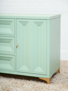 Chocolate Mint Hollywood Regency Dresser