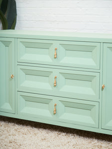 Chocolate Mint Hollywood Regency Dresser