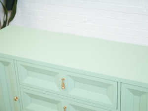 Chocolate Mint Hollywood Regency Dresser