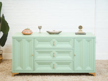Load image into Gallery viewer, Chocolate Mint Hollywood Regency Dresser
