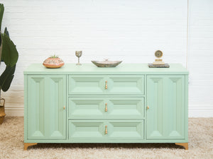 Chocolate Mint Hollywood Regency Dresser