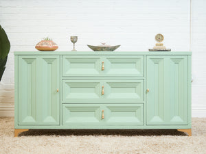 Chocolate Mint Hollywood Regency Dresser