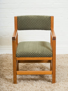 Olive Green Checker Vintage Armchair