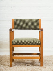 Olive Green Checker Vintage Armchair