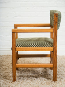 Olive Green Checker Vintage Armchair