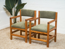 Load image into Gallery viewer, Olive Green Checker Vintage Armchair
