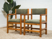 Load image into Gallery viewer, Olive Green Checker Vintage Armchair

